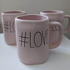 RAE Dunn #LOVE Mug 3 set. Pink
